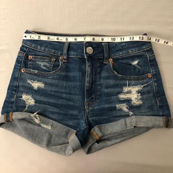 American Eagle Hi-Rise Shortie super stretch cuffed denim shorts - Picture 3 of 12